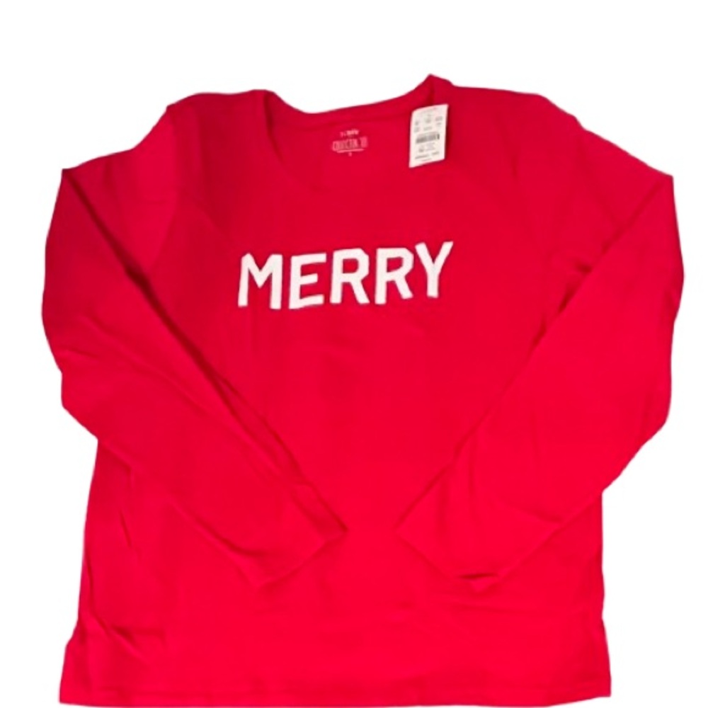 NWT- J. Crew “MERRY” Holiday Long Sleeve Tee Shirt - Picture 3 of 8
